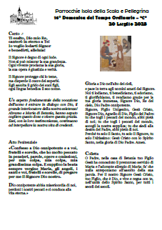 XVI Domenica del Tempo Ordinario - Anno C
