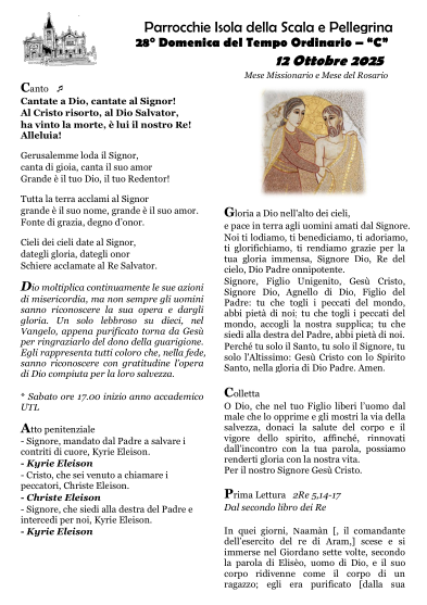 XXVIII Domenica del Tempo Ordinario - Anno C