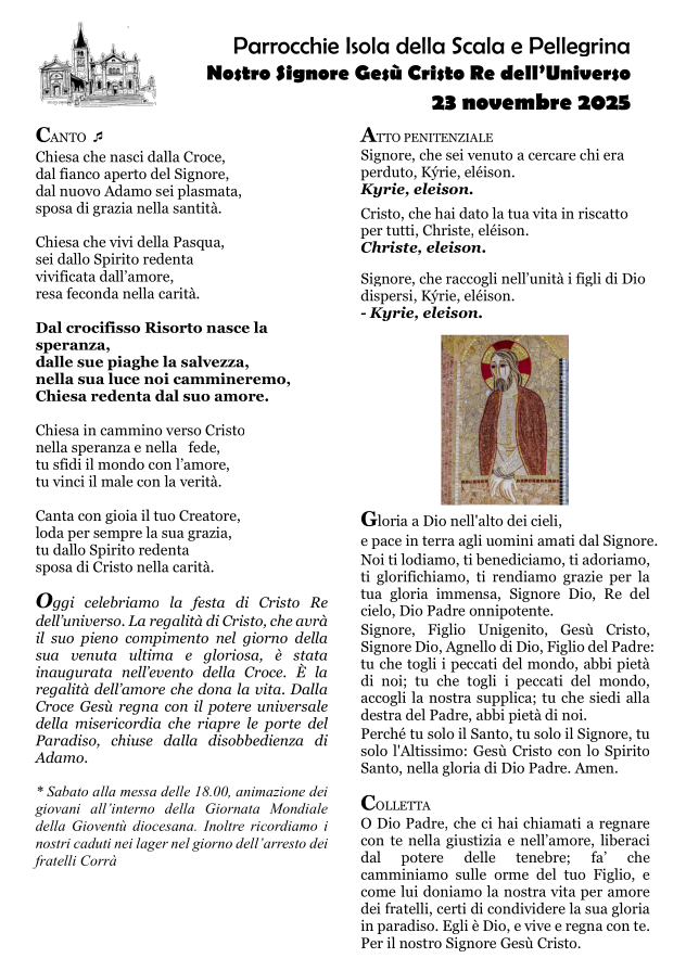 Nostro Signore Gesù Cristo Re dell’Universo