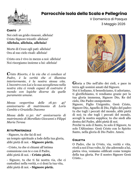 V Domenica di Pasqua - Anno A