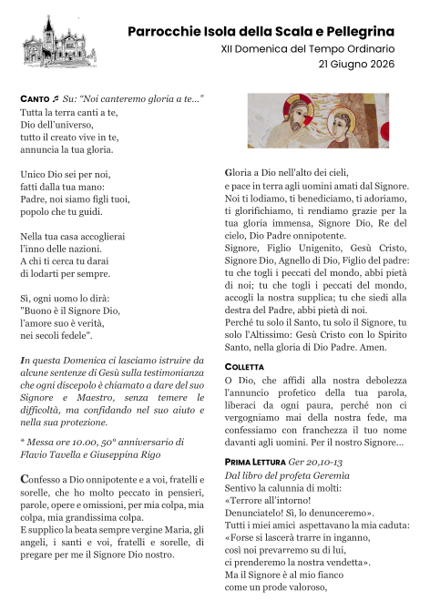 XII Domenica del Tempo Ordinario - Anno A