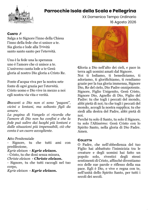 XX Domenica del Tempo Ordinario - Anno A