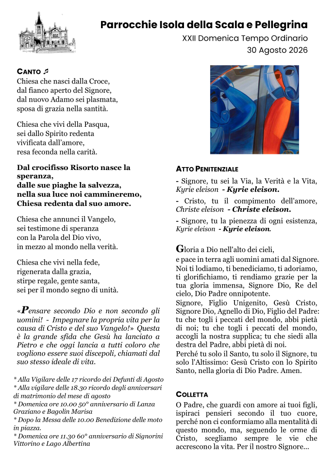XXII Domenica del Tempo Ordinario - Anno A