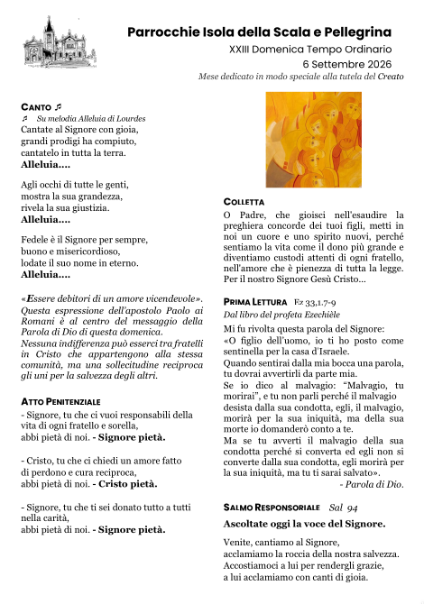 XXIII Domenica del Tempo Ordinario - Anno A