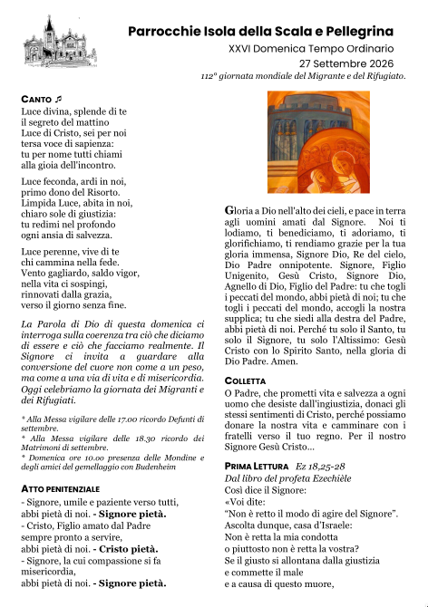 XXVI Domenica del Tempo Ordinario - Anno A