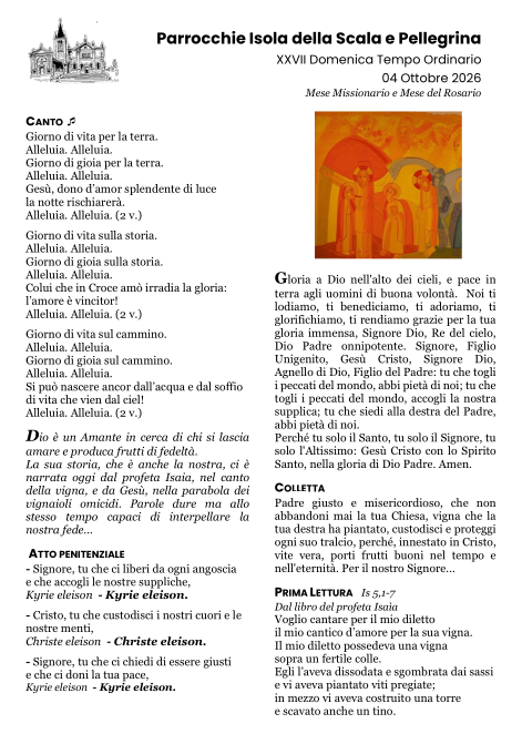 XXVII Domenica del Tempo Ordinario - Anno A