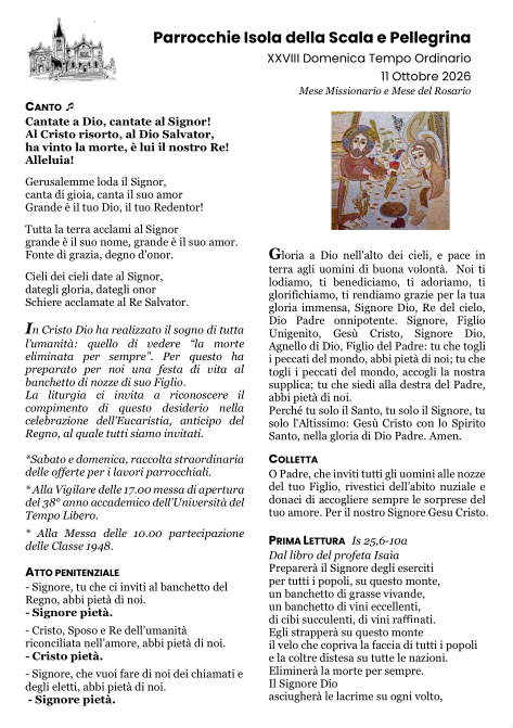 XXVIII Domenica del Tempo Ordinario - Anno A